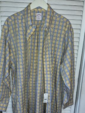 Brooks Brothers 346 Yellow and Blue Plaid Dress Shirt
